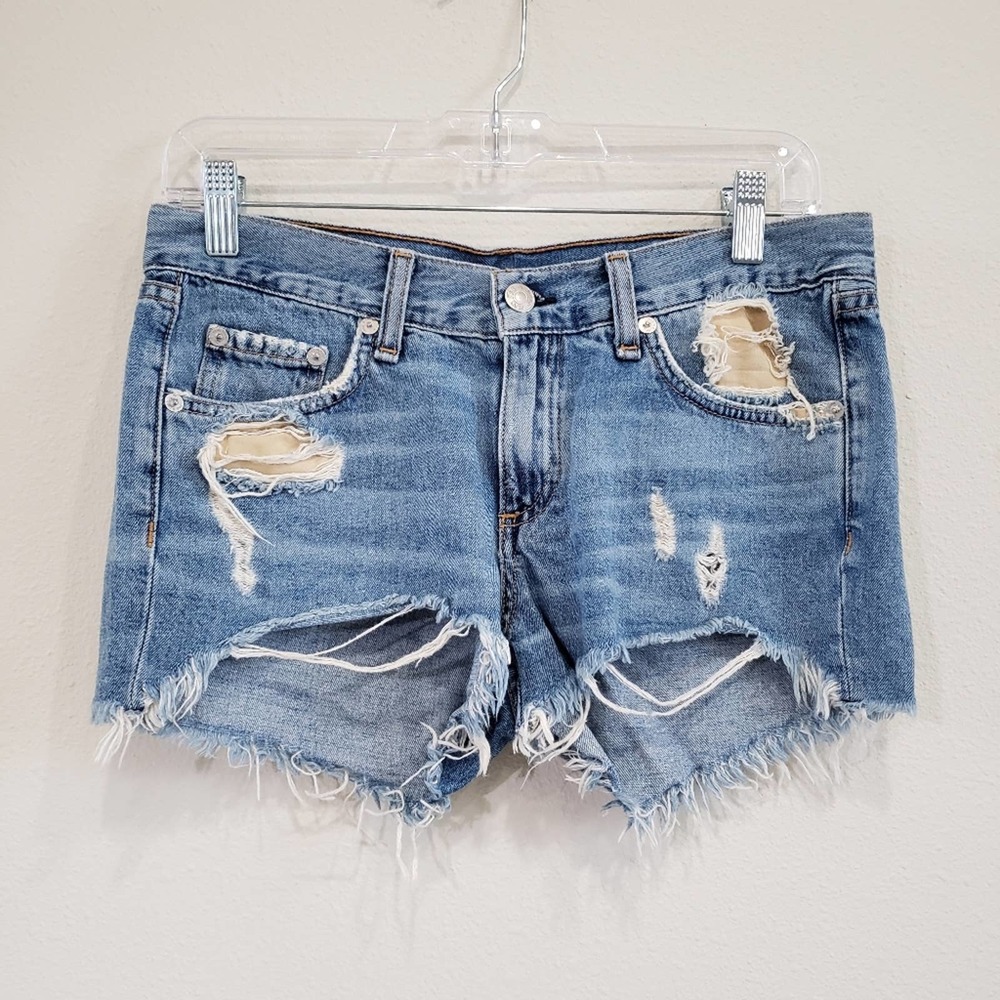 Rag & Bone Jean Cotton Cutoff Distressed Denim Shorts in Winnie Women's Size 25